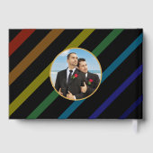 Gay Men Wedding Elegant Rainbow Photo Gästebuch (Rückseite)