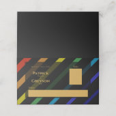 Gay Men Wedding Elegant Rainbow Platzkarte (Außenseite Aufgefaltet)