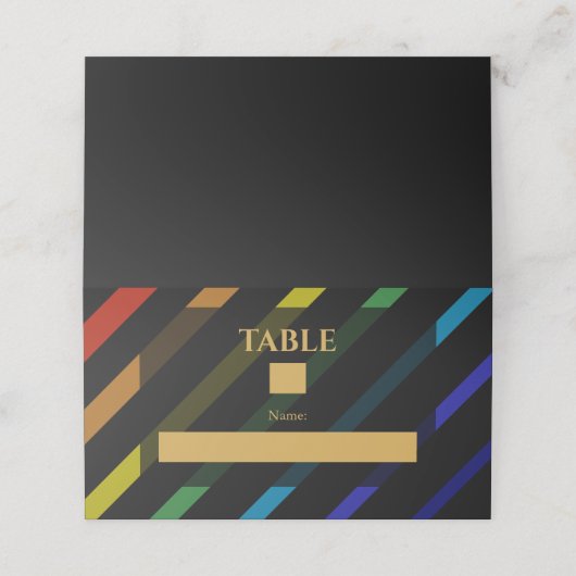 Gay Men Wedding Elegant Rainbow Platzkarte (Außenseite Aufgefaltet)