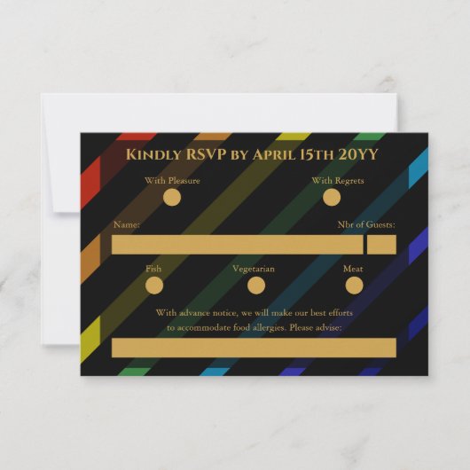Gay Men Wedding Elegant Rainbow RSVP Karte (Vorderseite)