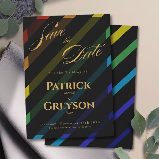 Gay Men Wedding Elegant Rainbow Save The Date