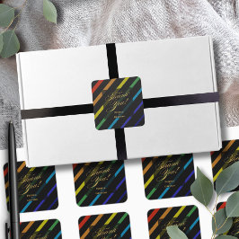 Gay Men Wedding Elegant Rainbow Thank You Quadratischer Aufkleber