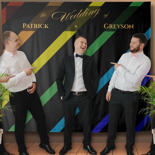 Gay Men Wedding Elegant Rainbow Wandteppich