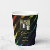 Gay Men Wedding Photo Elegant Rainbow Pappbecher (Rückseite)