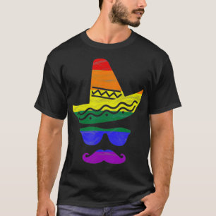 Gay Mexican Rainbow Mustache LGB Pride Gift T-Shirt