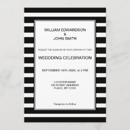 Gay Mr & Mr. moderne Schwarz-weiße Streifen Hochze Einladung