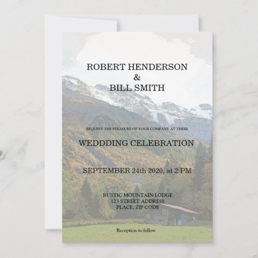 Gay Mr. & Mr. rustikale Hochzeit Einladung (Vorderseite)