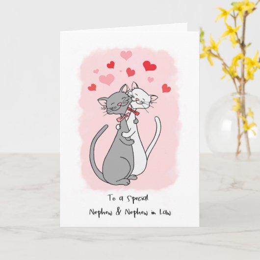 Gay Nephew & Husband Valentines Niedlich Cats Card Karte (Gelbe Blume)