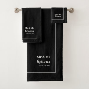 Gay Newlyweds Mr. & Mr. Personalisiert Large Badhandtuch Set