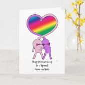 Gay Niece & Ehefrau Jubiläum Rainbow Cats Karte (Gelbe Blume)