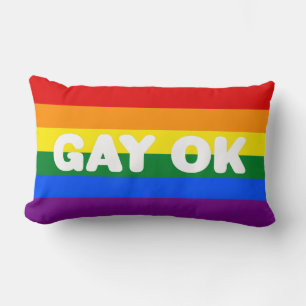 GAY OK Big Statement LGBT Gay Pride Regenbogenflag Lendenkissen