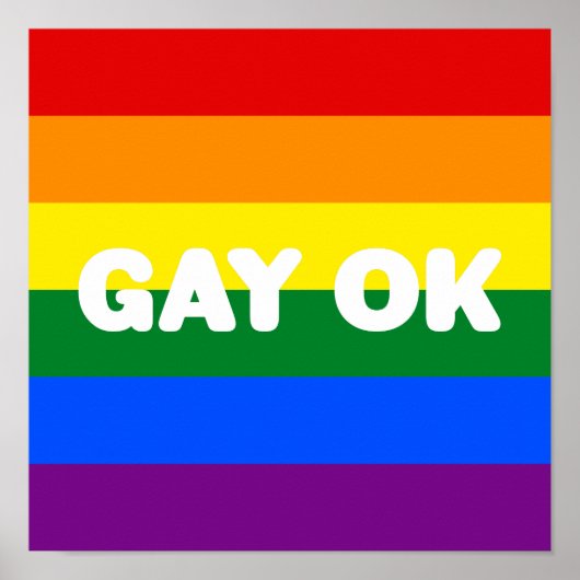 GAY OK Big Text Logo LGBT Gay Pride Regenbogenflag Poster (Vorne)