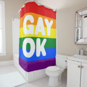 GAY OK Farbenfrohe LGBT Pride 6-Streifen Regenboge Duschvorhang (Beispiel)