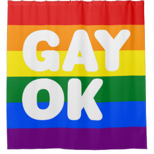 GAY OK Farbenfrohe LGBT Pride 6-Streifen Regenboge Duschvorhang