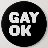 GAY OK Große, fette Buchstaben anpassbare Farbe Button (Vorderseite)