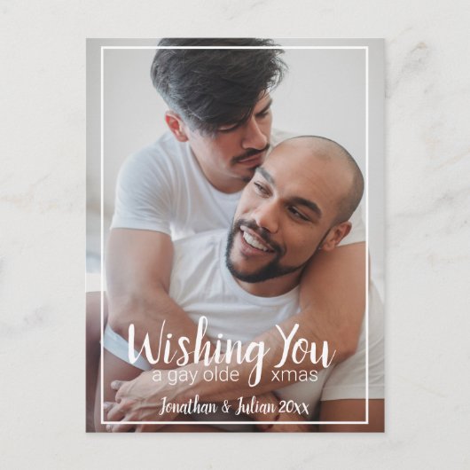 Gay Olde Christmas LGBTQ Urlaub Feiertagspostkarte (Vorderseite)