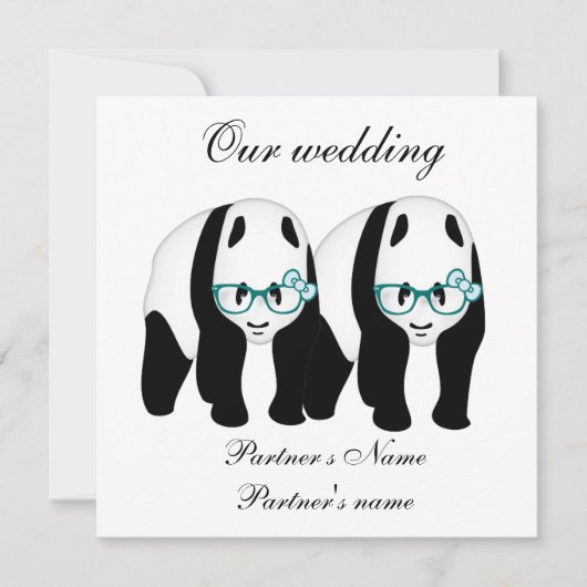 Gay, Pandas Einladung zur Hochzeit (Vorderseite)