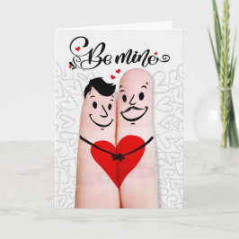 Gay Partner Be Mine Valentine Finger Couple Feiertagskarte