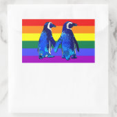 "Gay Penguin Couple" Rechteckiger Aufkleber (Tasche)