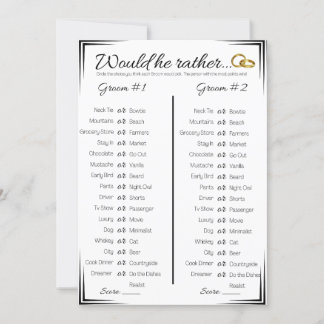 Gay Polterabend Game, würde er lieber Einladung