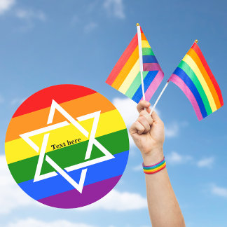 Gay Praid Rainbow Flag Jüdischer Star von David Runder Aufkleber