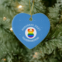 Gay Price Blonde Angel Hanukkah Flag Personalisier Keramik Ornament