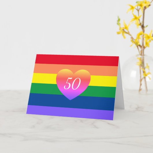 Gay Pride 50 Fabulous Birthday Rainbow Card Karte (Gelbe Blume)