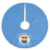 Gay Pride Angel Black Hair Hanukkah Flag Persönlic Polyester Weihnachtsbaumdecke (Vorderseite)