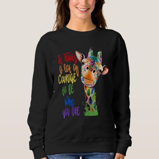 Gay Pride Awareness Giraffe LGBT Pride Flag Rainbo Sweatshirt (Vorderseite)