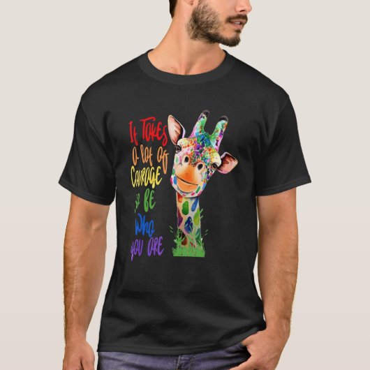 Gay Pride Awareness Giraffe LGBT Pride Flag Rainbo T-Shirt (Vorderseite)