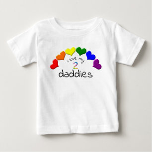 Gay Pride Baby I Liebe My 2 Daddies Rainbow Hearts T-shirt