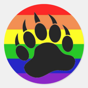 Gay Pride-Bärn-Tatze Runder Aufkleber
