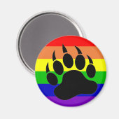 Gay Pride Bear Paw Magnet (Vorderseite/Rückseite)
