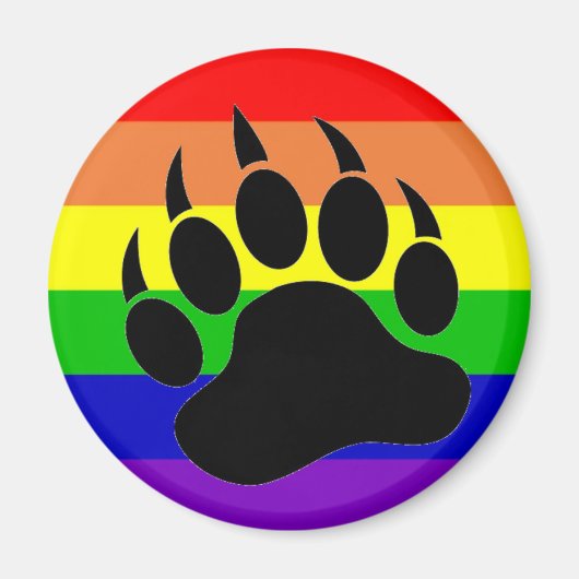 Gay Pride Bear Paw Magnet (Vorne)