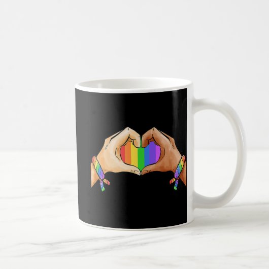 Gay Pride Bekleidung LGBT Regenbogen Flag Herzensv Kaffeetasse (Rechts)