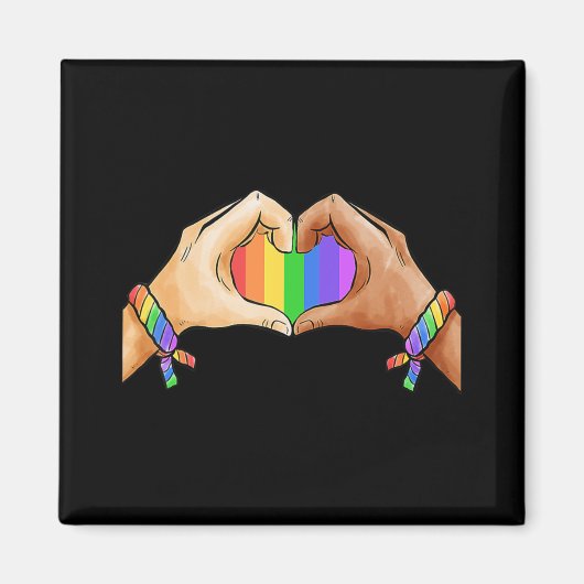 Gay Pride Bekleidung LGBT Regenbogen Flag Herzensv Magnet (Vorne)