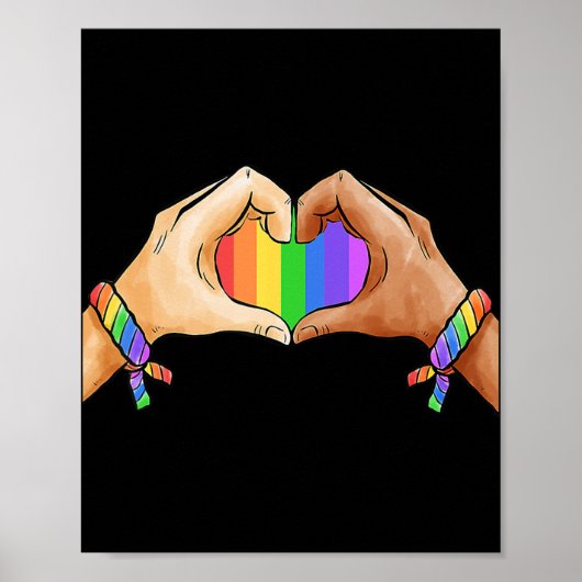 Gay Pride Bekleidung LGBT Regenbogen Flag Herzensv Poster (Vorne)