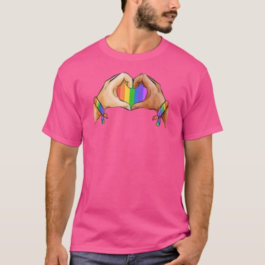 Gay Pride Bekleidung Lgbt Regenbogen Flag Herzensv T-Shirt (Vorderseite)