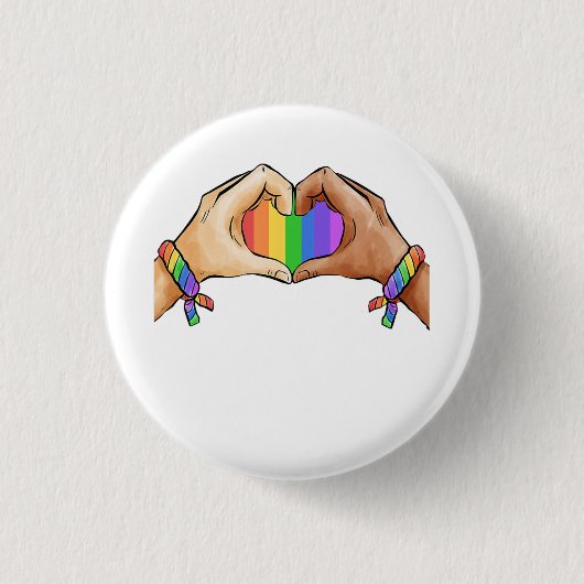 Gay Pride Bekleidung Lgbt Regenbogen Flag T Herz Button (Vorderseite)