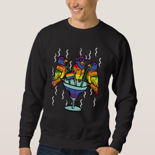 Gay Pride Birds Parrot Fun Rainbow Flag Lgbt Ally  Sweatshirt (Vorderseite)