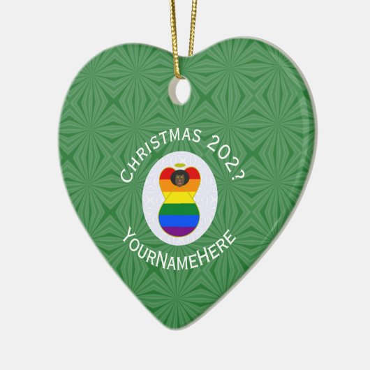 Gay Pride Black Angel Flag Weihnachten Personalisi Keramik Ornament (Links)