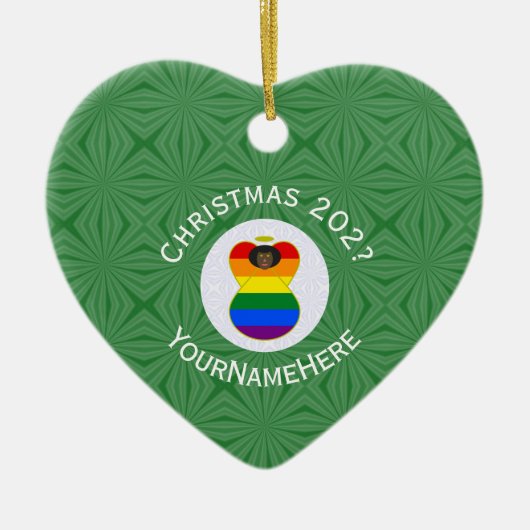 Gay Pride Black Angel Flag Weihnachten Personalisi Keramik Ornament (Vorne)