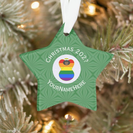 Gay Pride Black Angel Flag Weihnachten Personalisi Ornament (Baum)