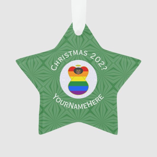 Gay Pride Black Angel Flag Weihnachten Personalisi Ornament (Vorderseite)