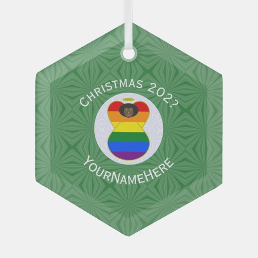 Gay Pride Black Angel Flag Weihnachten Personalisi Ornament Aus Glas (Vorderseite)