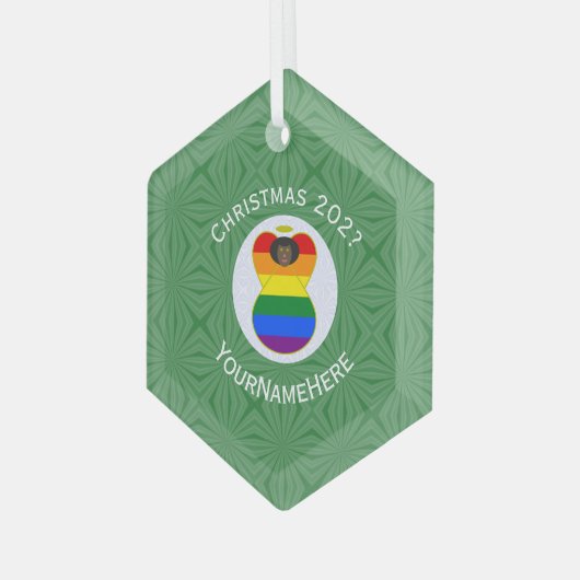 Gay Pride Black Angel Flag Weihnachten Personalisi Ornament Aus Glas (Vorderseite Links)