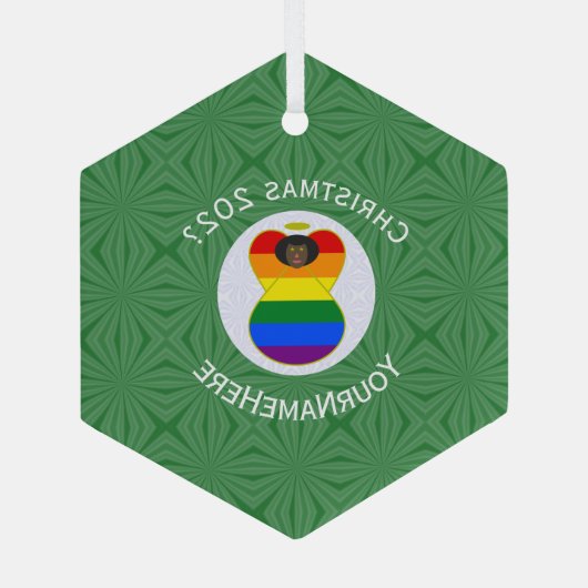 Gay Pride Black Angel Flag Weihnachten Personalisi Ornament Aus Glas (Rückseite)