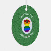 Gay Pride Black Angel Flag Weihnachten Personalisi Ornament Aus Metall (Vorderseite Rechts)