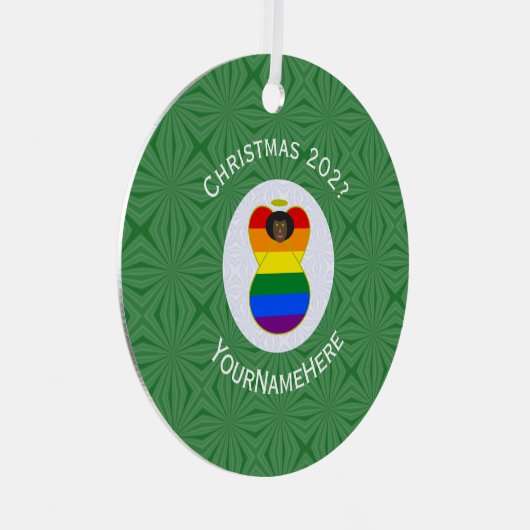 Gay Pride Black Angel Flag Weihnachten Personalisi Ornament Aus Metall (Vorderseite Rechts)