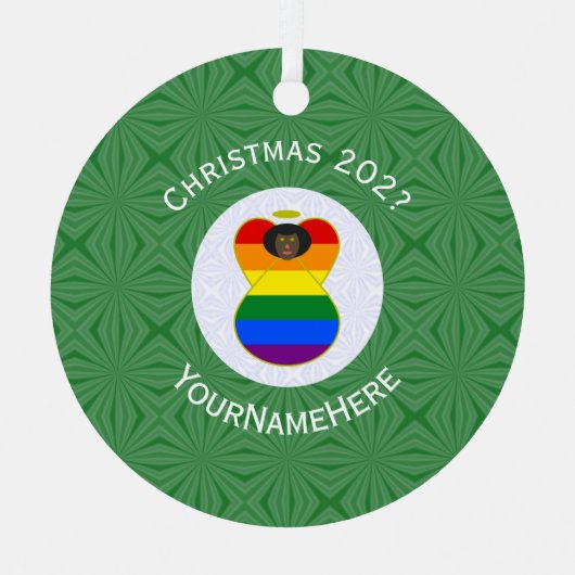Gay Pride Black Angel Flag Weihnachten Personalisi Ornament Aus Metall (Vorderseite)